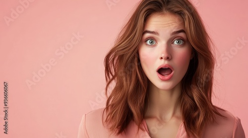 A young woman model with shocked facial expression