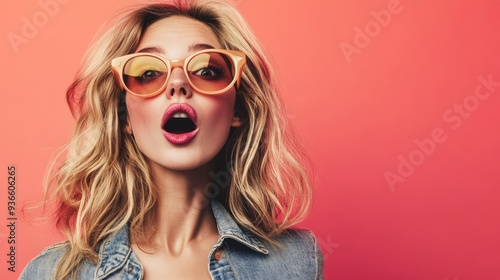 A young woman model with shocked facial expression