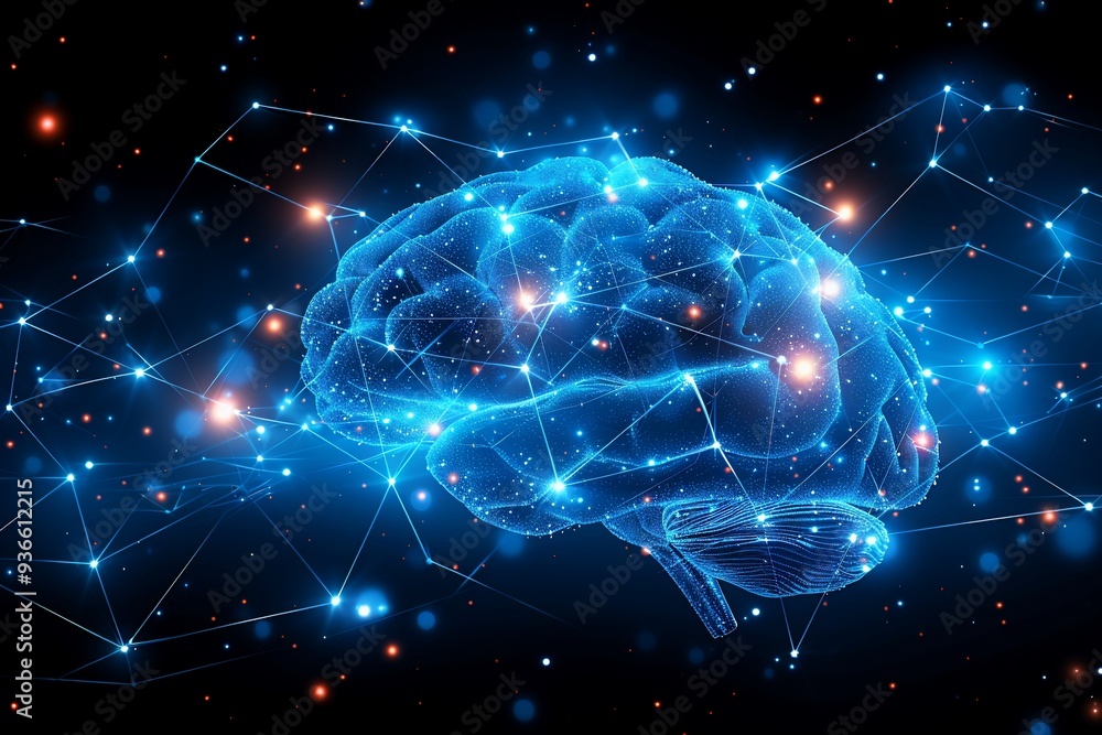 Detailed visualization of brain neural pathway light up they connect form new ideas symbolizing growth innovation visualizing role of creative thinking driving continuous growth technological progress Detailed visualization of brain neural pathway light up they connect form new ideas symbolizing growth innovation visualizing role of creative thinking driving continuous growth technological progress