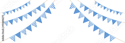 Small flags on a rope for Oktoberfest. Decoration for the holiday.
