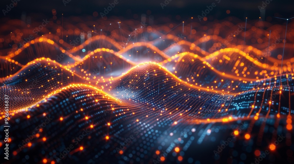 Abstract data waves in a digital landscape - generative ai Abstract data waves in a digital landscape - generative ai