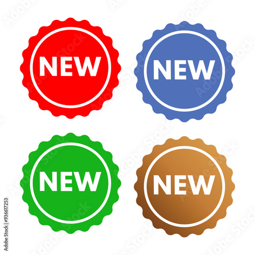 New - sticker set, red, blue, green, gold isolated - vector illustration