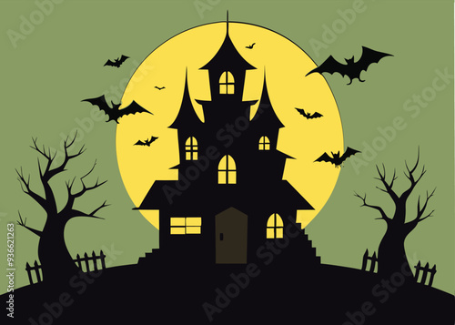 haunted Halloween house vector silhouette 