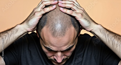 Hair loss for men, male baldness, African American Men and Hair Loss, Causes, Symptoms, and Treatment Options concept.