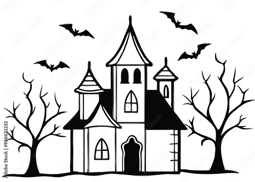 haunted Halloween house vector silhouette haunted Halloween house vector silhouette