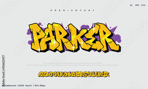 Comic Alphabet. Graffiti Vector Font. A, B, C, D, E, F, G, H, I, J, K, L, M, N, O, P, Q, R, S, T, U, V, W, X, Y, Z and Arab numerals 0, 1, 2, 3, 4, 5, 6, 7, 8, 9 Graffiti street art logo.	
