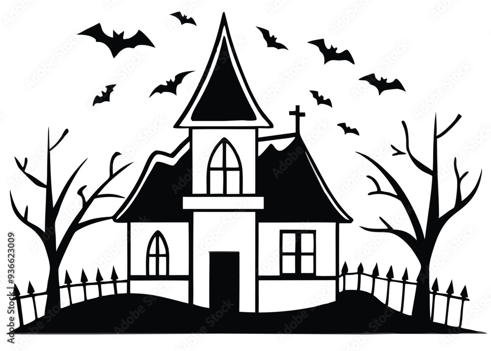 haunted Halloween house vector silhouette haunted Halloween house vector silhouette
