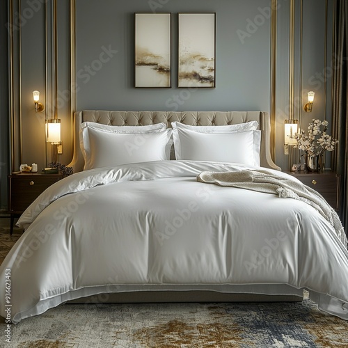 Classic bed with pillow and throw created with generated ai