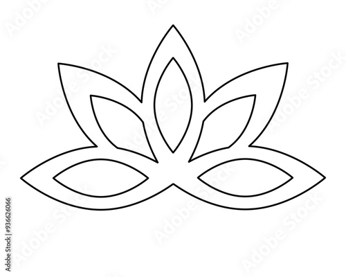 Lotus flower, plant - vector line drawing for logo or pictogram. Outline. Stylized Water lily flower for stencil, sign or icon