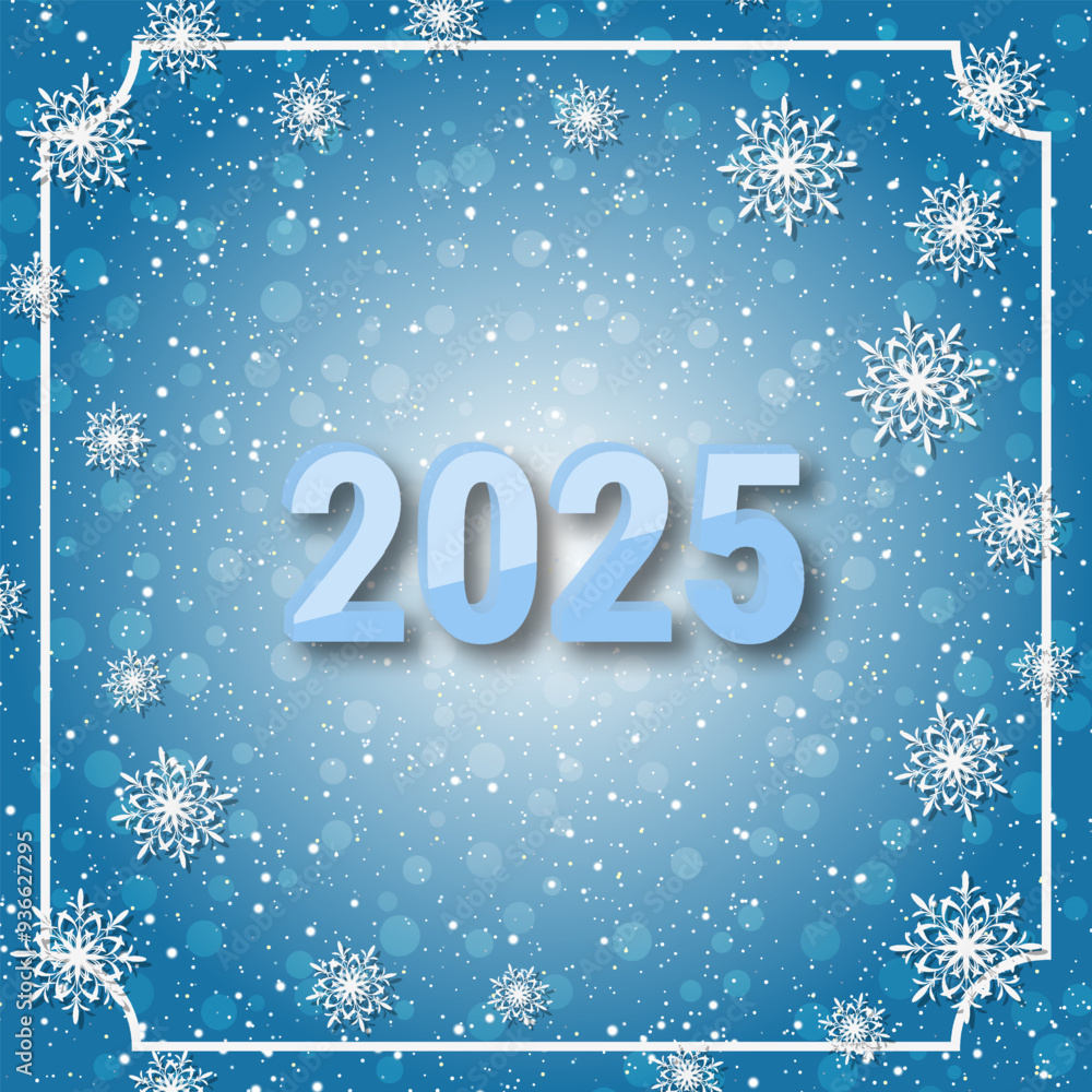 Merry Christmas and Happy New Year 2025 elegant vector background with stars and snowflakes Merry Christmas and Happy New Year 2025 elegant vector background with stars and snowflakes