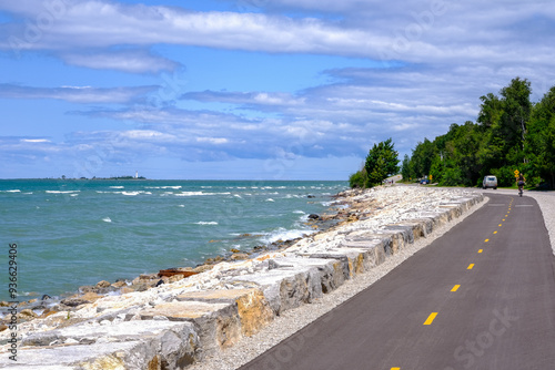Biking and running path along the Lake Huron with amazing view Saugeen Shores