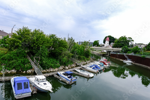 Small boats on Penetangore river Kincardine photo