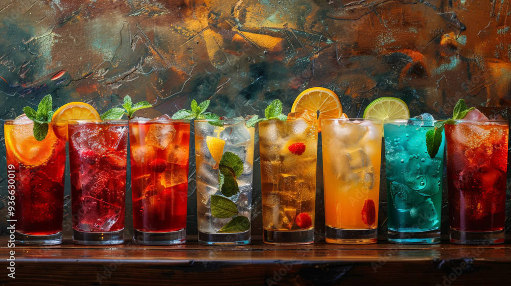 Set of various colorful cocktails Set of various colorful cocktails