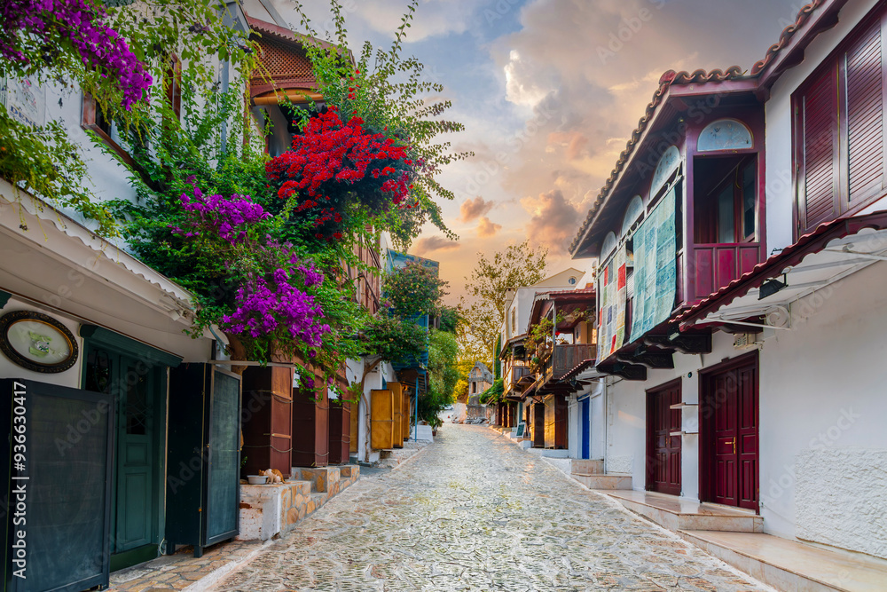 Colorful street view in Kas Town of Turkey. Colorful street view in Kas Town of Turkey.