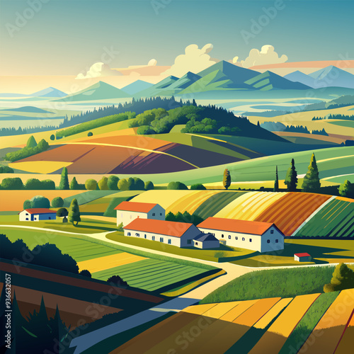 farmlands, vector illustration flat 2