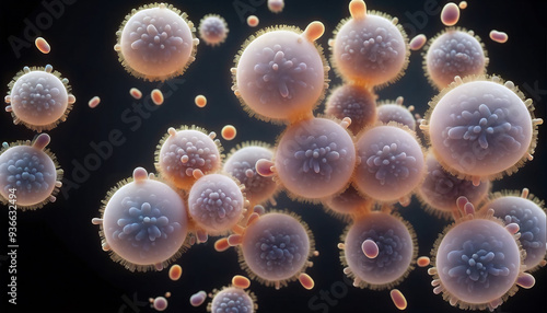 Unicellular organisms or protozoa, single-celled organisms microorganisms such as archaea, bacteria or protists swim in water photo