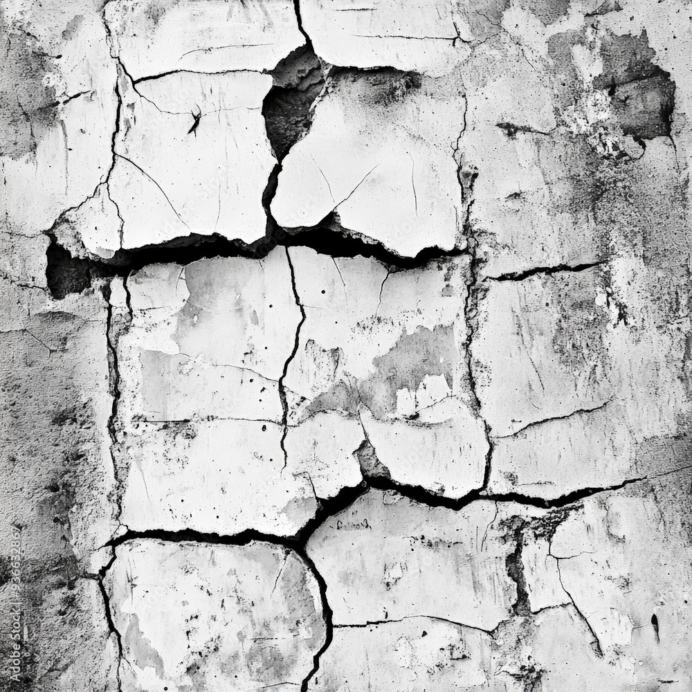 Obraz premium Cracked wall texture black and white 