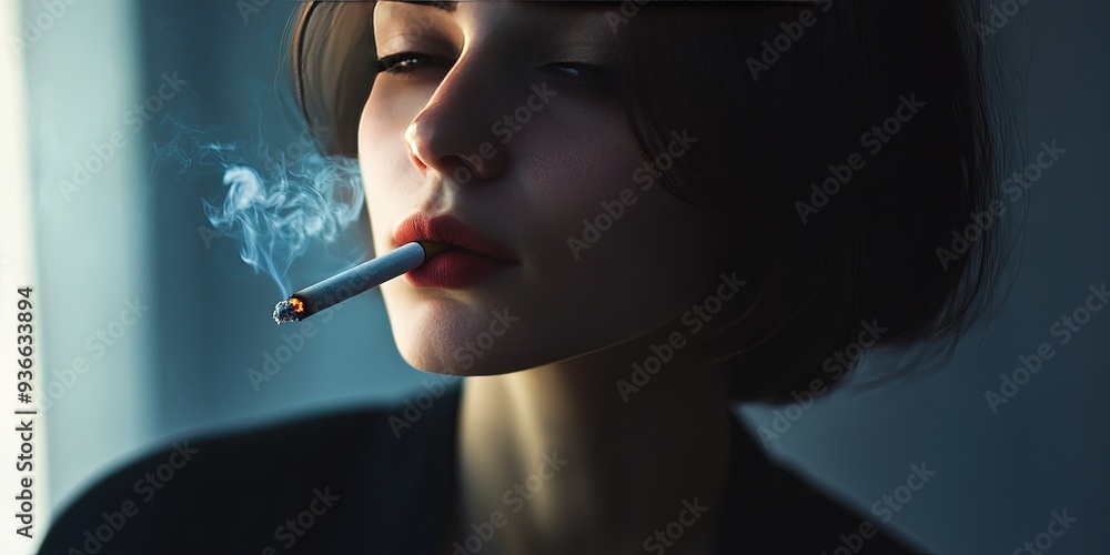 Fototapeta premium woman smoking cigarette