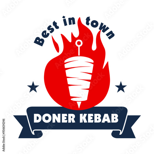 Doner Kebab logo design. Fast Food Restaurant Design elements for logo, label, emblem, sign.