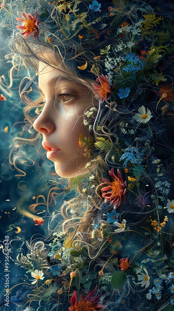 Floral Portrait: A Dreamlike Vision of Beauty Floral Portrait: A Dreamlike Vision of Beauty