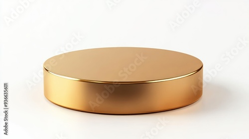 A Single Gold Cylinder on a White Background