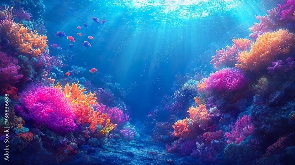 Tropical fish in a vibrant coral reef perfect for designing underwater and nature-inspired wallpaper themes Tropical fish in a vibrant coral reef perfect for designing underwater and nature-inspired wallpaper themes