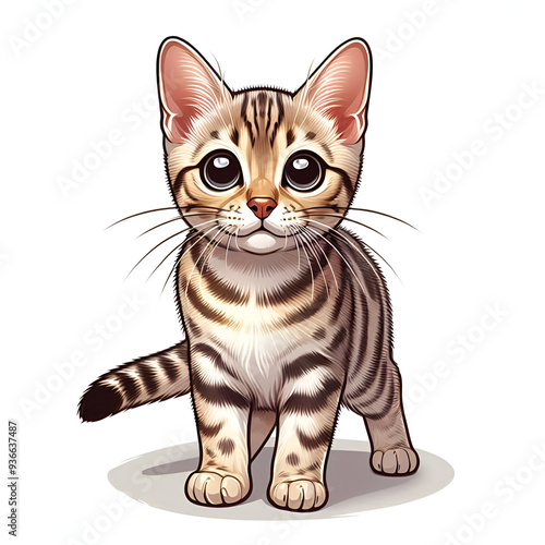 American Singapura Shorthair Cat Vector Art 