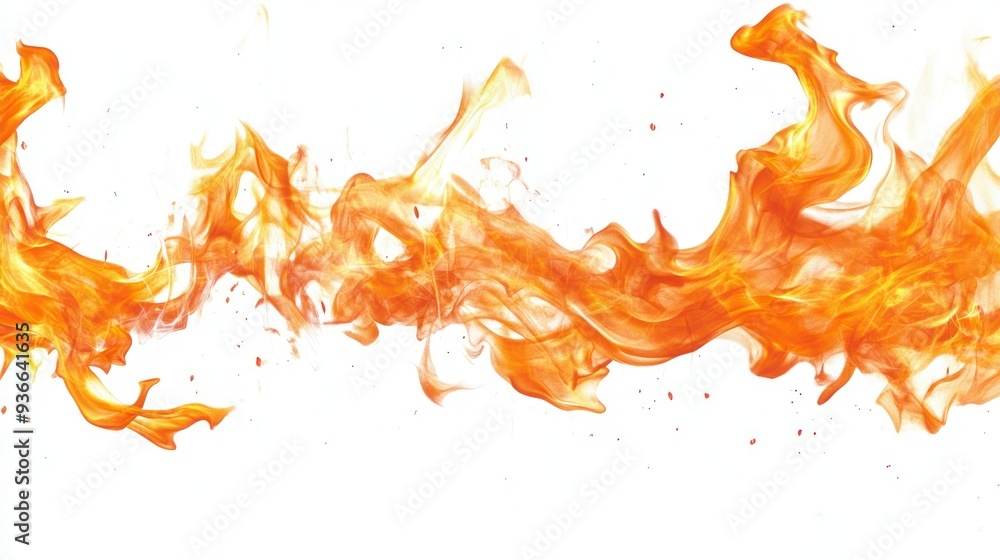 Fototapeta premium Abstract Orange Flames on a White Background