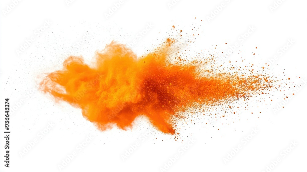 Orange Powder Explosion Isolated on White Background Orange Powder Explosion Isolated on White Background