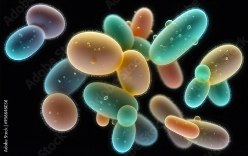 Unicellular organisms or protozoa, single-celled organisms microorganisms such as archaea, bacteria or protists swim in water photo