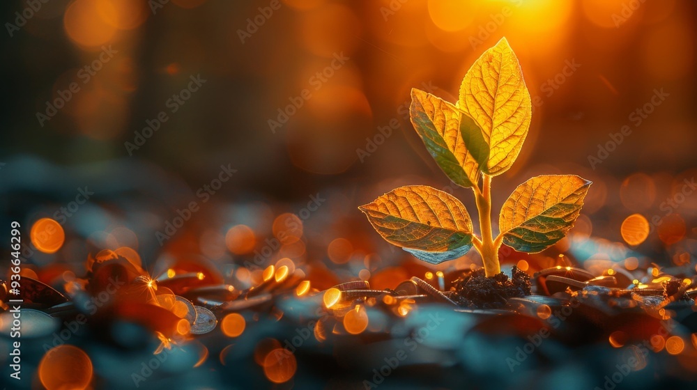 Young Green Plant Sprouting in Sunlit Environment Generative AI Young Green Plant Sprouting in Sunlit Environment Generative AI