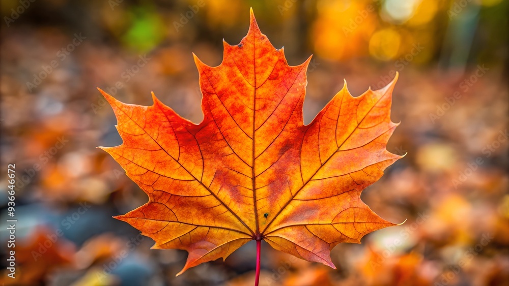 Single vibrant orange maple leaf Single vibrant orange maple leaf