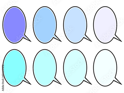 寒色系フキダシセット 1 アイコン 漫画素材