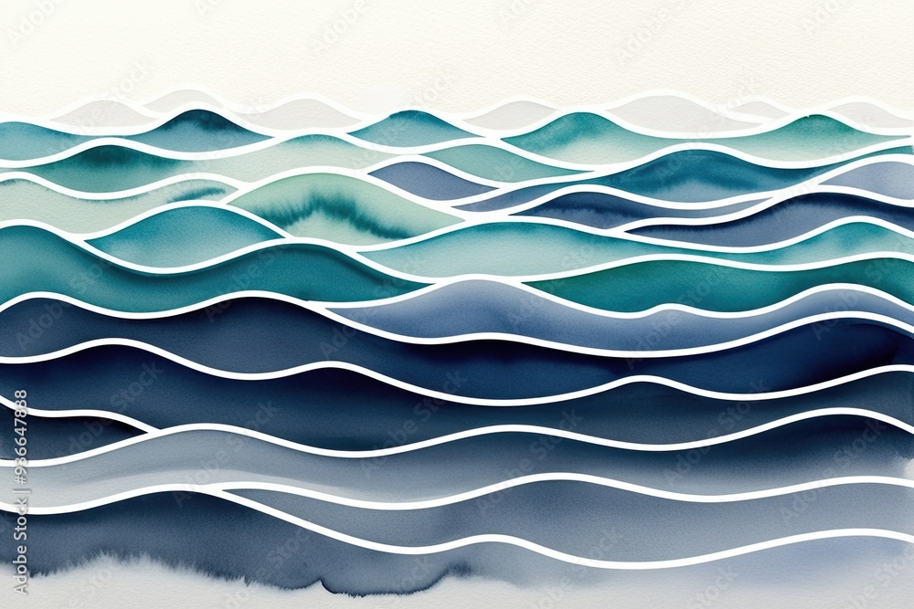 Obraz premium Gradated Waves in Watercolor Art Showcasing Fluidity and Inclusiveness