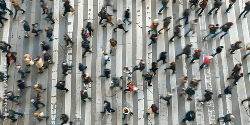 Uma multidão de pessoas caminhando em uma cidade movimentada photo