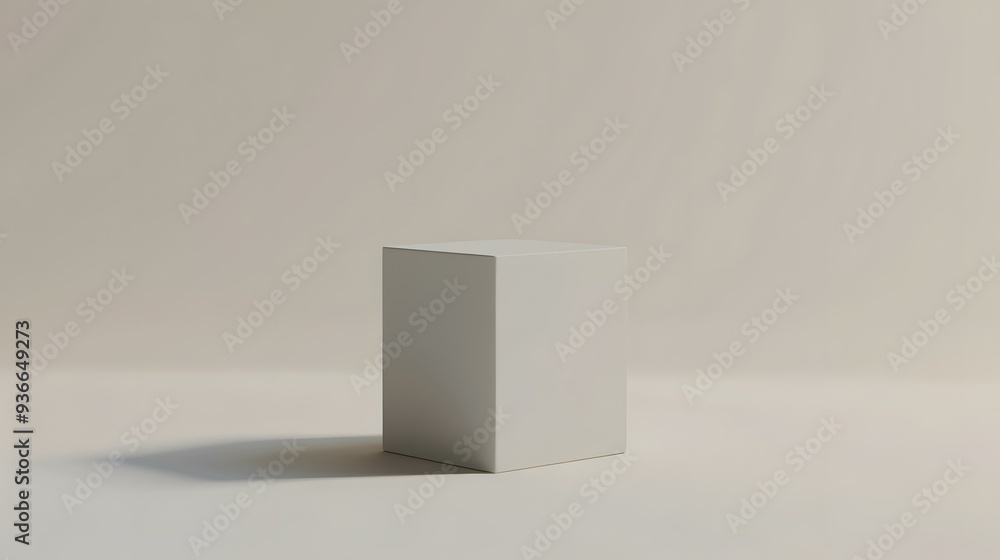 White Cube on Light Beige Background White Cube on Light Beige Background