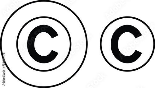 Copyright Icon Set. Trademark Copyright Protection C Mark flat and line Vector Sign isolated on transparent background Suitable collection for Apps and Websites UI Designs. Business product license