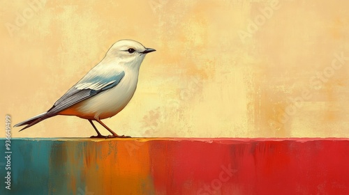 Polygonal bird silhouette against a vibrant gradient background