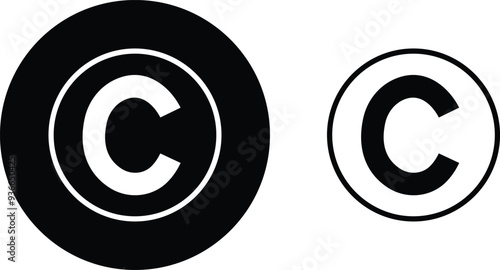 Copyright Icon Set. Trademark Copyright Protection C Mark flat and line Vector Sign isolated on transparent background Suitable collection for Apps and Websites UI Designs. Business product license