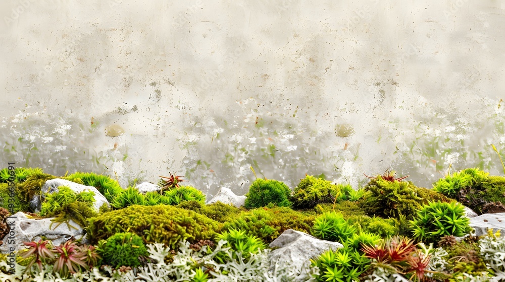 Green Moss Growing On Concrete Wall Green Moss Growing On Concrete Wall