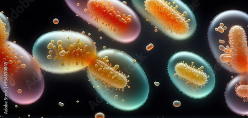 Unicellular organisms or protozoa, single-celled organisms microorganisms such as archaea, bacteria or protists swim in water photo