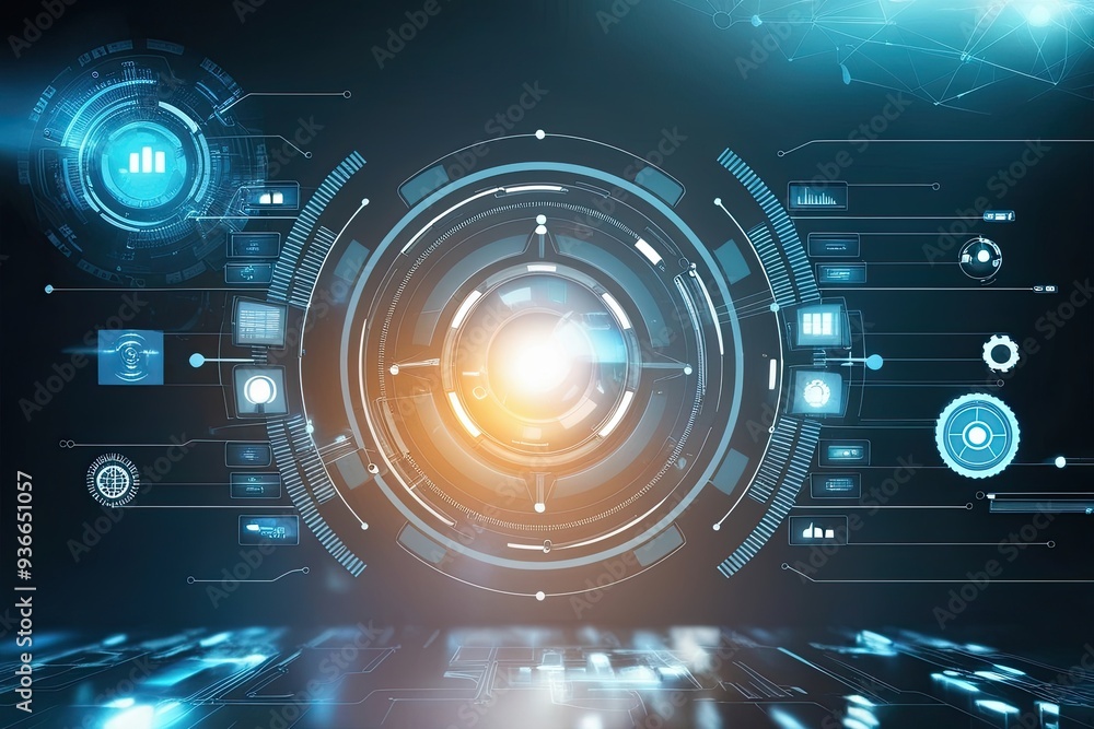 Obraz premium Futuristic Backdrop for Technology, Analysis, Sound, and Visuals