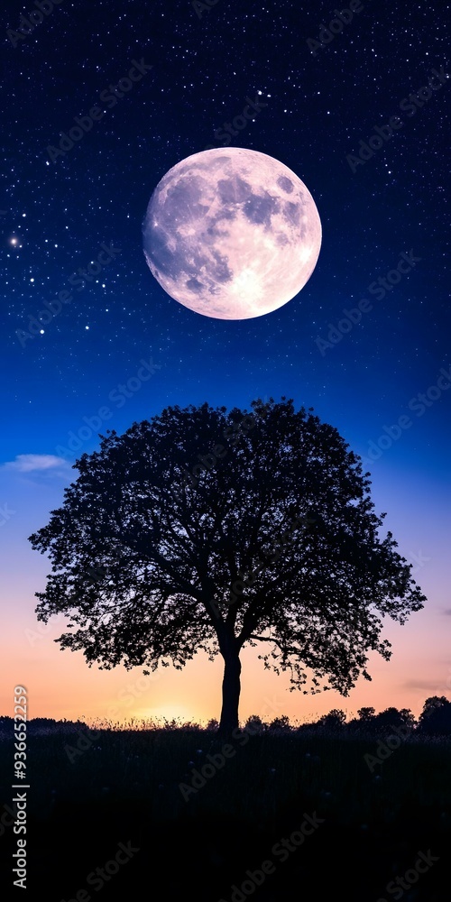 Silhouette of Tree Under the Full Moon Silhouette of Tree Under the Full Moon