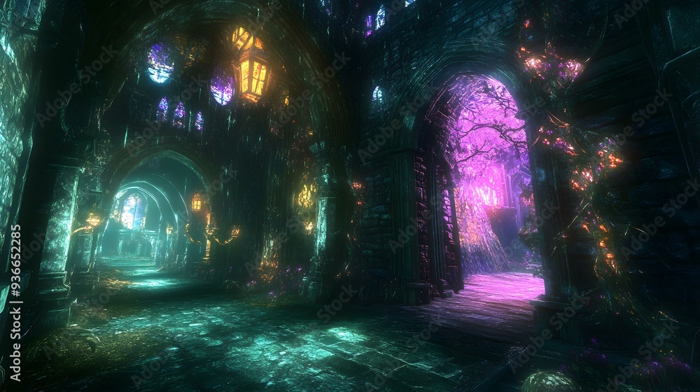 Mystical Stone Corridor With Magical Glow Mystical Stone Corridor With Magical Glow
