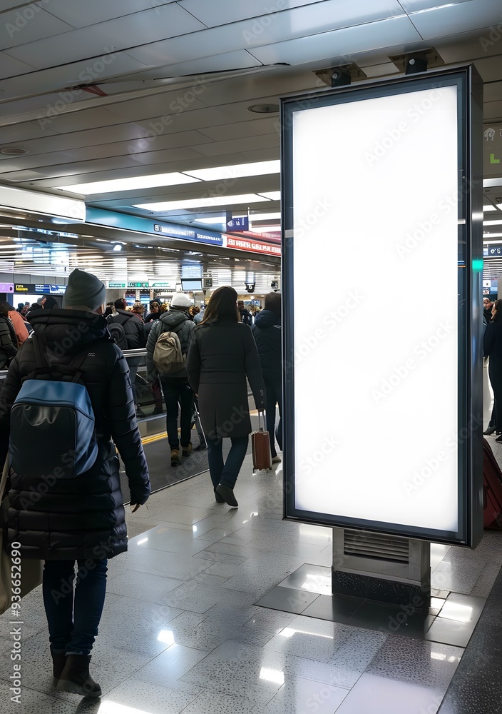 Blank Advertisement Poster in Airport Terminal Blank Advertisement Poster in Airport Terminal