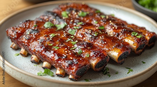 Delicious glazed barbecue ribs - generative ai