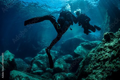 into the clear water of the Mediterranean Sea