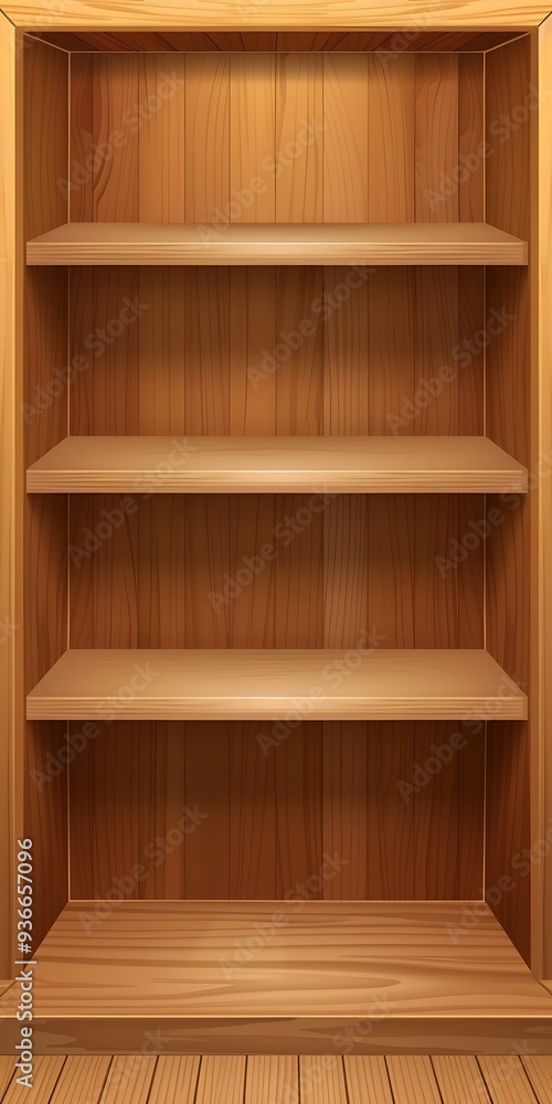 Empty Wooden Shelf With Four Shelves Empty Wooden Shelf With Four Shelves