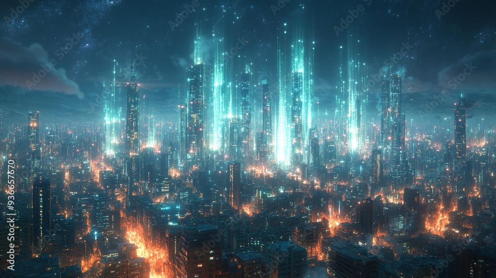 Futuristic cyber cityscape - generative ai Futuristic cyber cityscape - generative ai