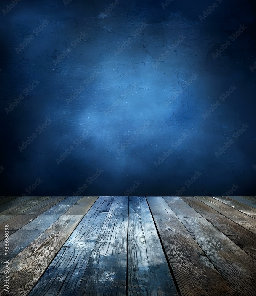 Blue Wall With Wooden Floor Background Blue Wall With Wooden Floor Background